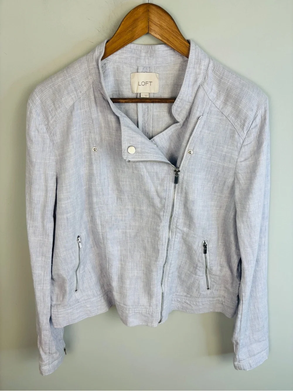 Loft Linen Moto Jacket Size L - Picture 2 of 4